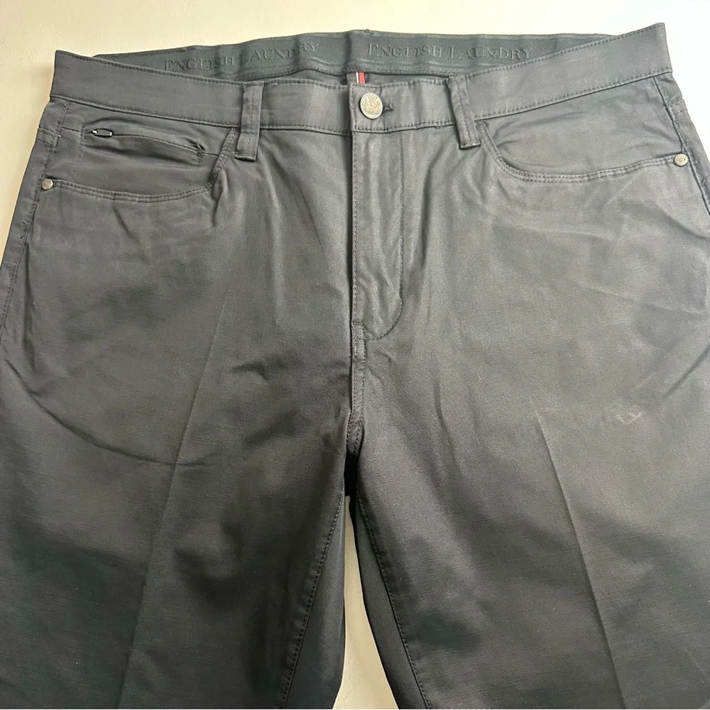 English laundry men size 36/32 straight leg flat front pants, black color (NWOT)